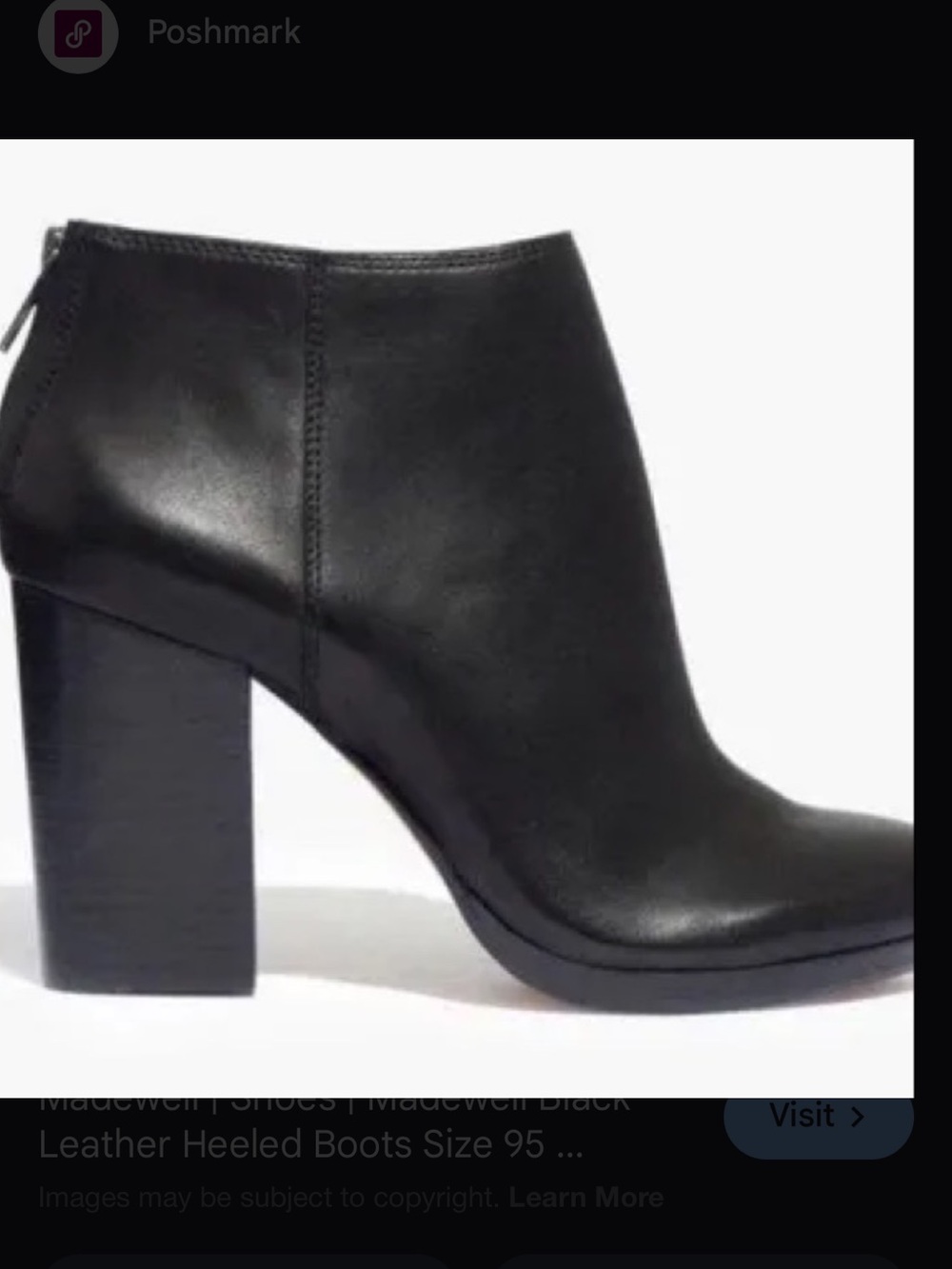 Madewell Size 6 Black Leather Round Toe Zip Up Heeled Boots